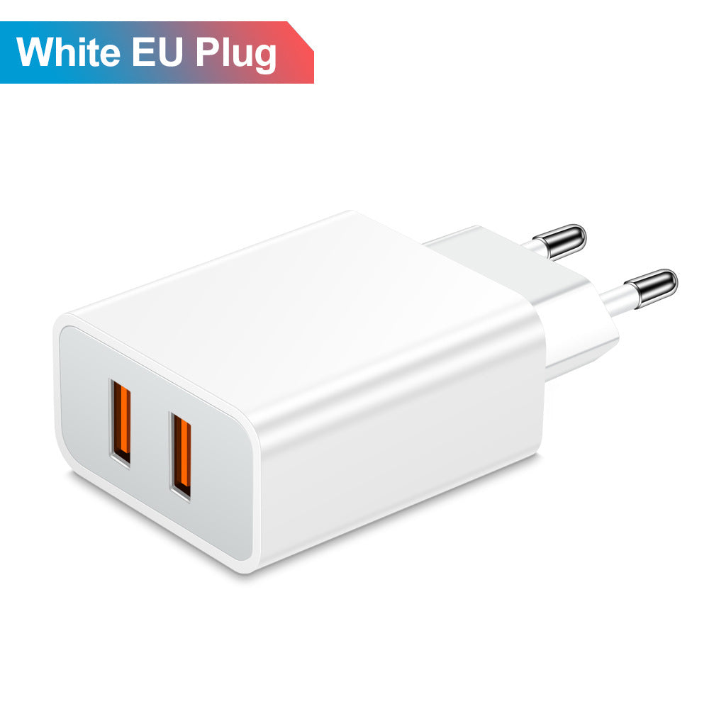 QC3.0 Dual USB Mobile Phone Charger with 2.4A 2-port Charging Head and Travel Charging Head