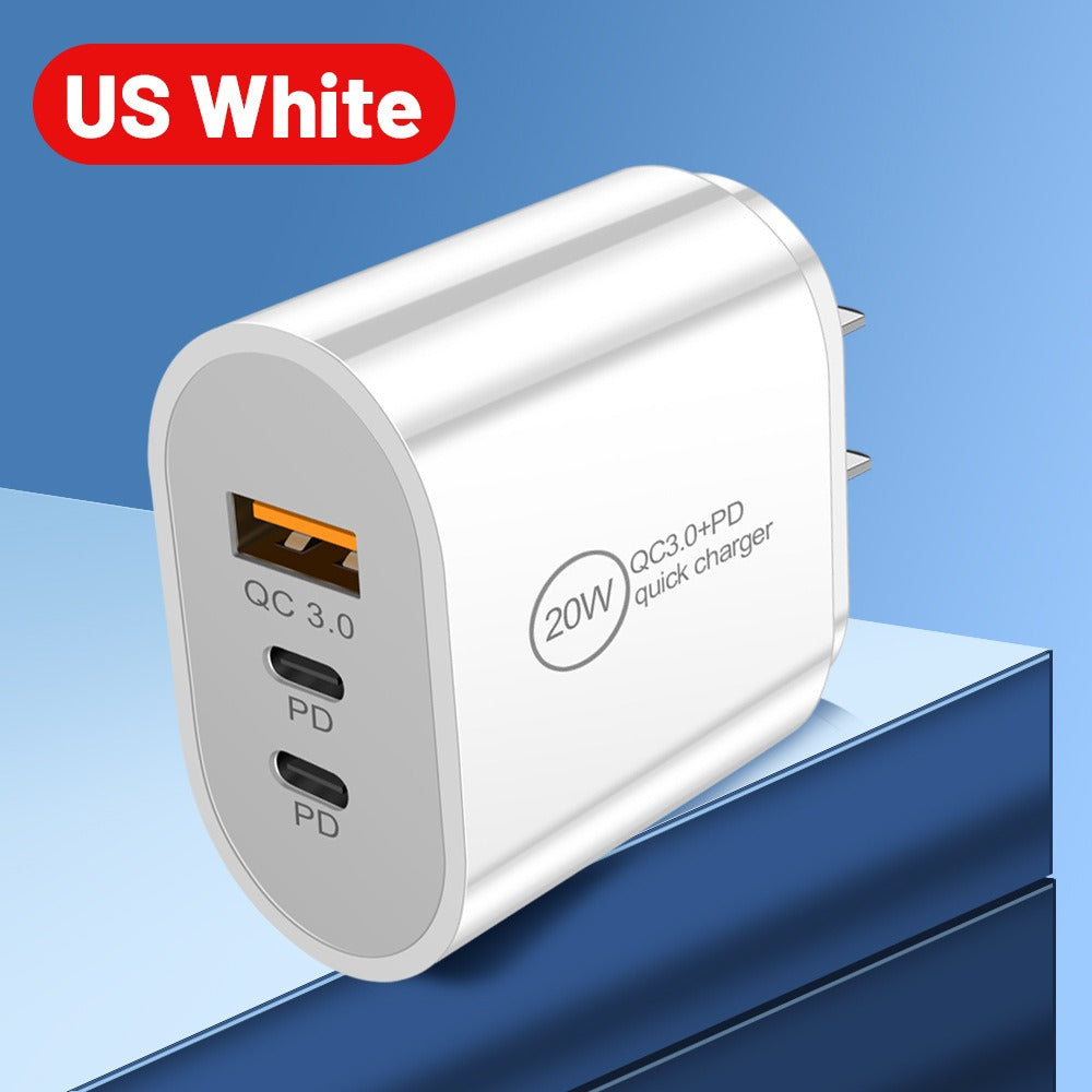 USB+2PD Type-C Mobile Phone Charger Multi Port Travel Charging Head