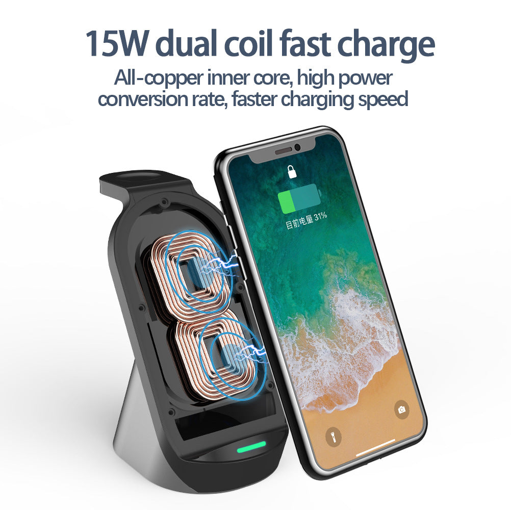 3-In-1 Wireless Charger For Apple Mobile Phone Watch Headset Vertical Wireless Charging Three-In-One Fast Charge