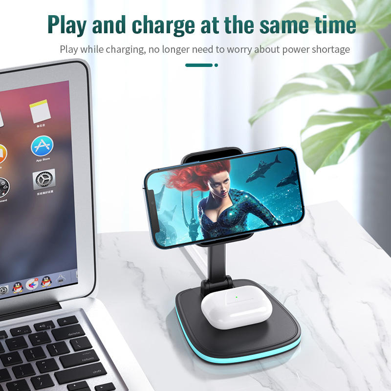 Multi functional wireless charging desktop magnetic bracket suitable for folding wireless chargers for Apple and Huawei phones