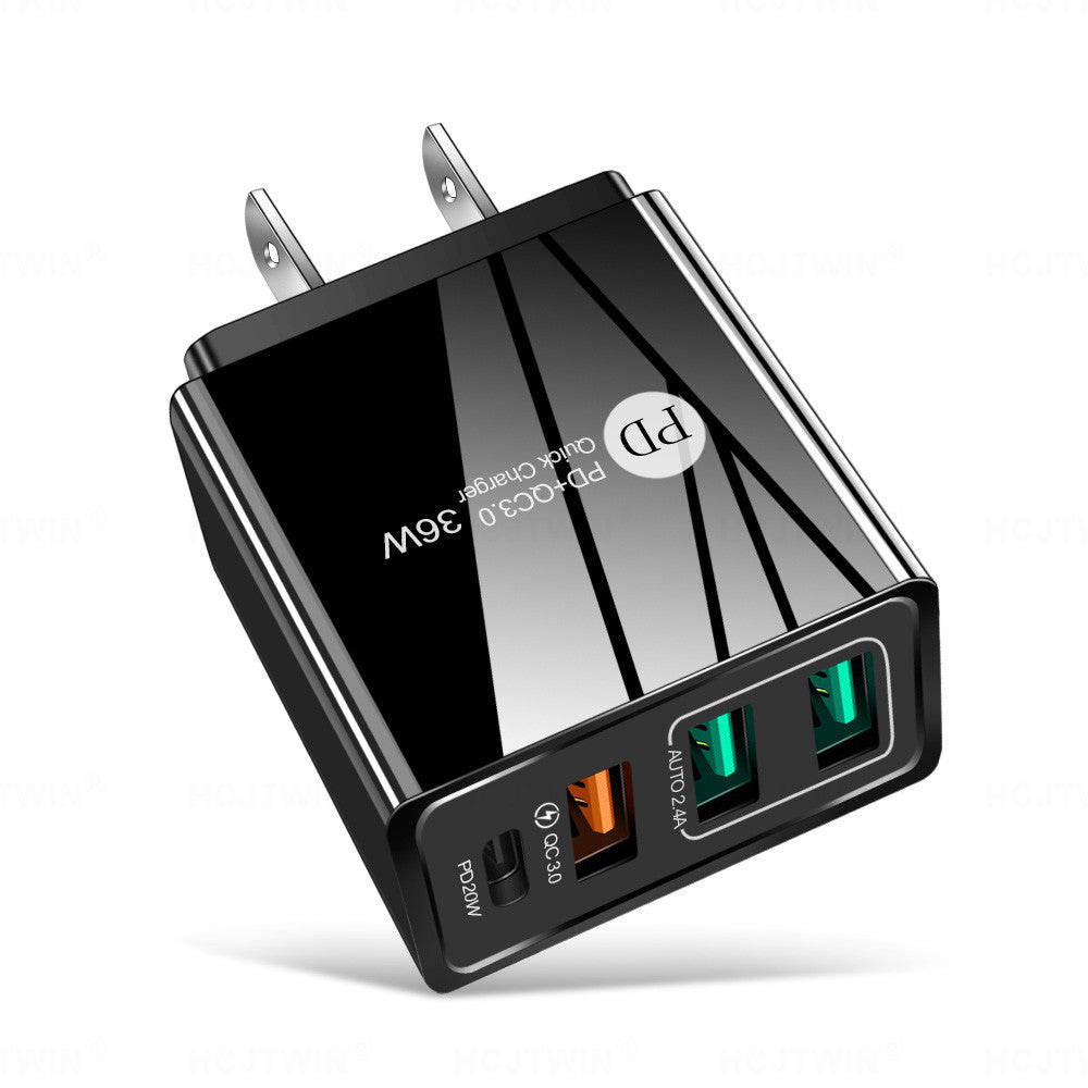 36W PD20W+QC3.0 2.4A dual USB fast charging mobile phone charger 2USB with PD charging head travel charger