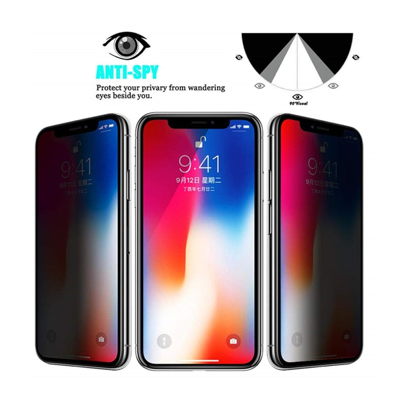 30 Degrees Privacy Screen Protectors for IPhone 12 11 Pro Max 13 Mini Anti-spy Protective Glass for IPhone XS XR X 7 Plus