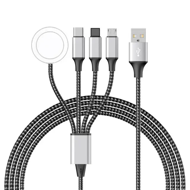 New woven four in one watch wireless charging mobile phone charging cable data cable multiple connectors to choose from