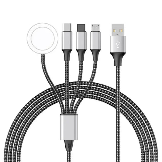 New woven four in one watch wireless charging mobile phone charging cable data cable multiple connectors to choose from