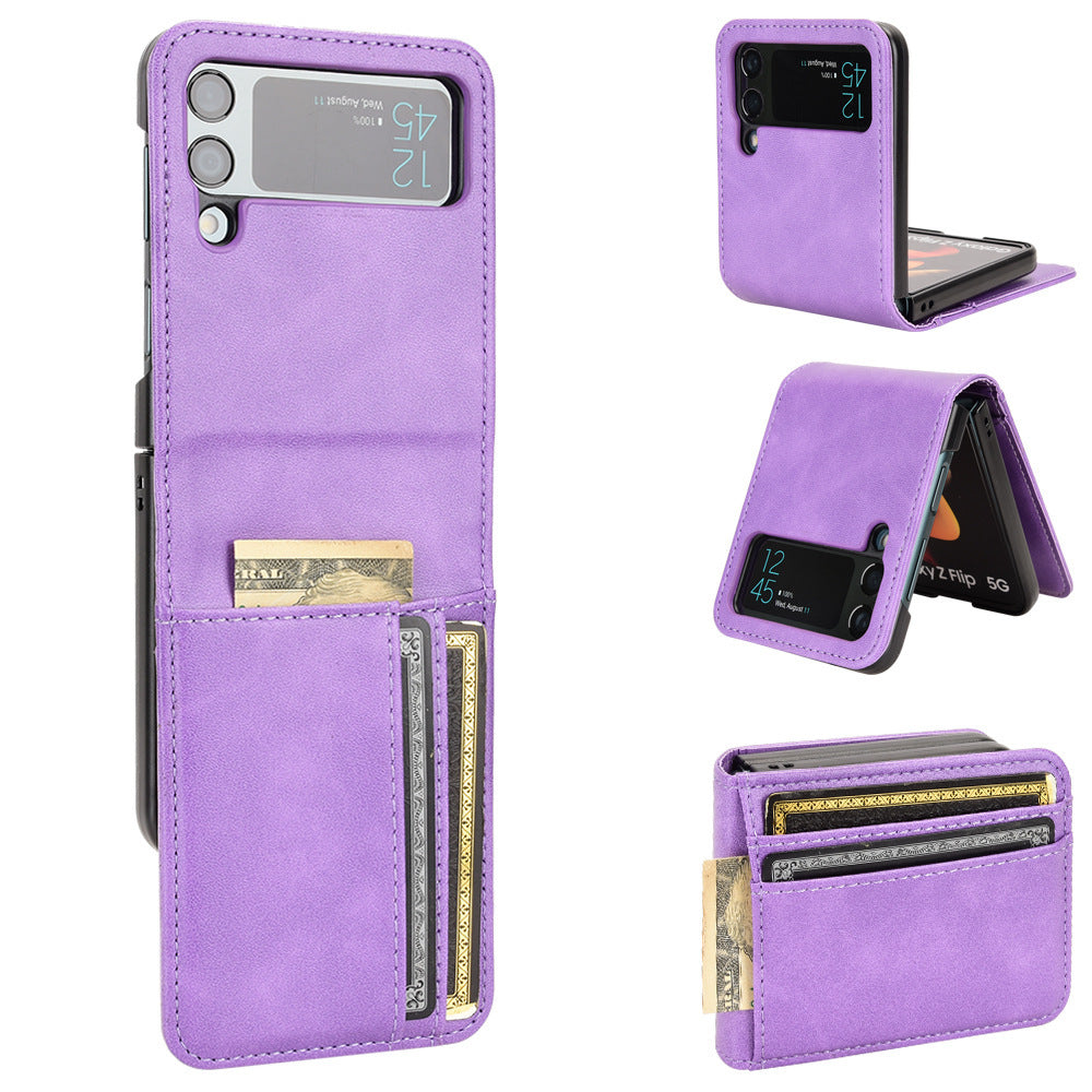 Suitable for Samsung Galaxy folding screen wallet protective case Z flip 4 card insertion phone case anti drop 2-in-1