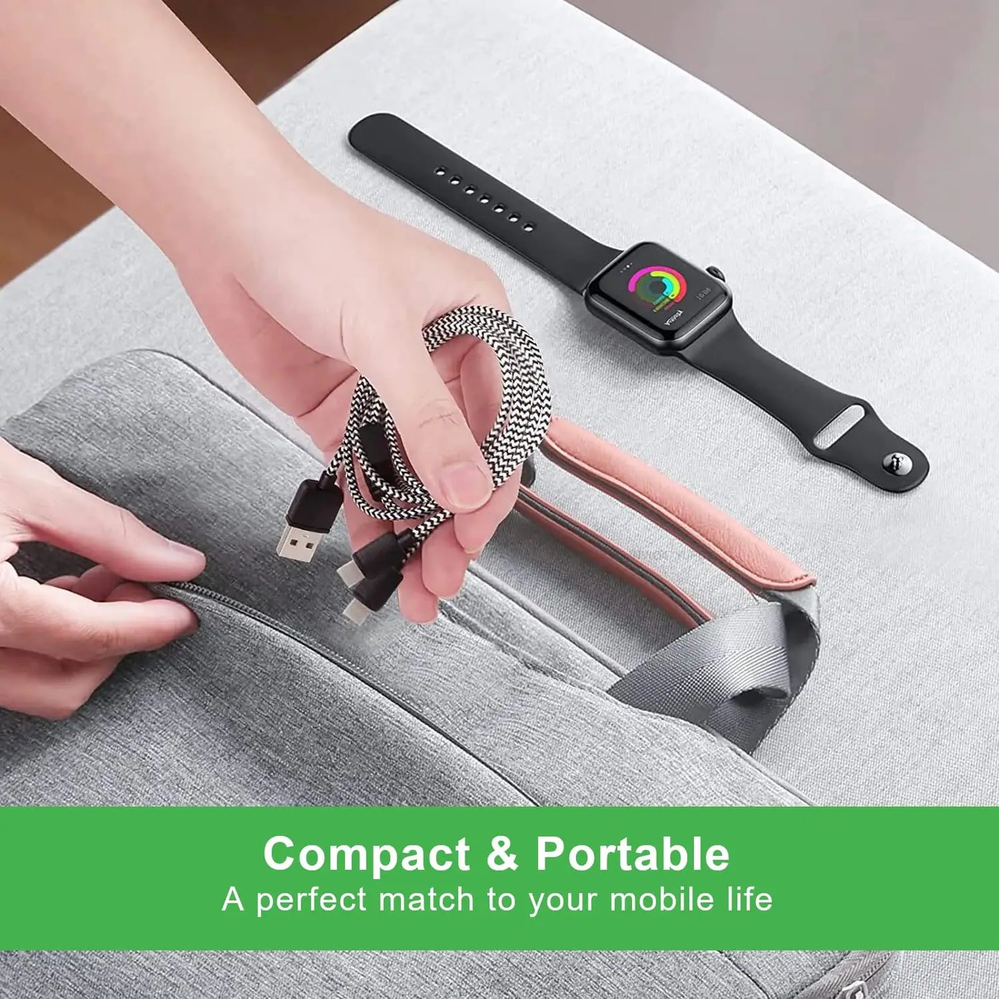 New woven four in one watch wireless charging mobile phone charging cable data cable multiple connectors to choose from