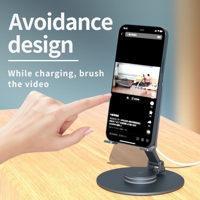 Rotatable foldable portable wireless charging desktop magnetic phone holder aluminum alloy magsafe holder